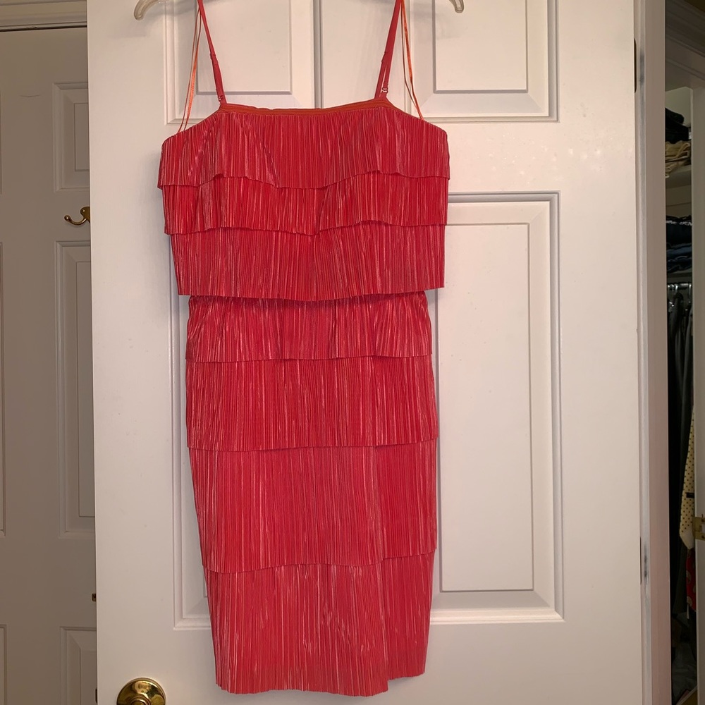 Coral Colored Ruffle Dress
